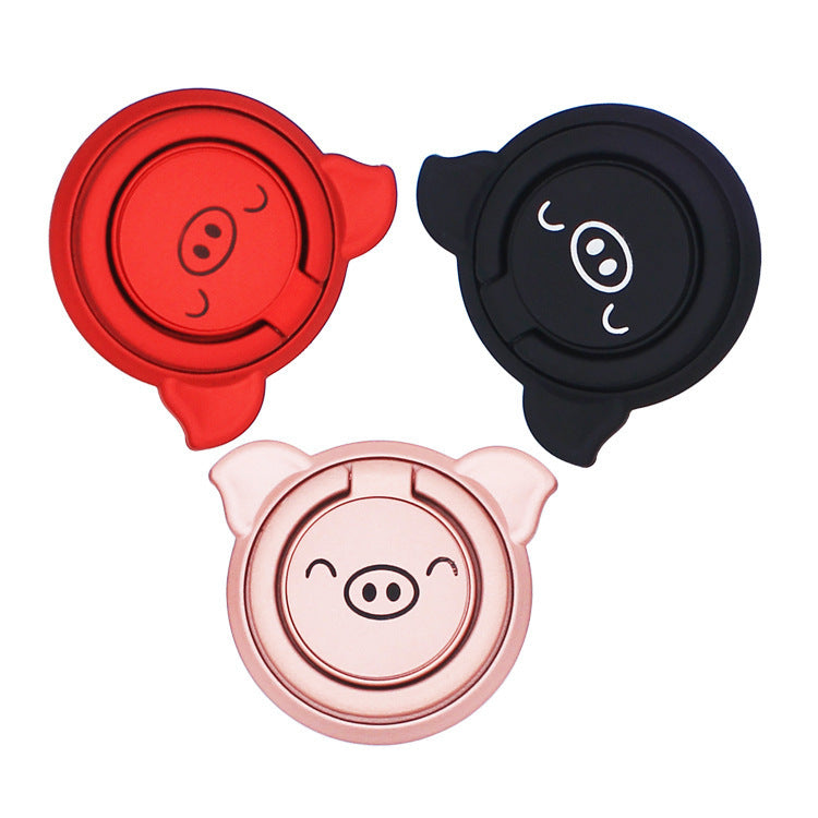 HKM-981907 Piglet Bracket Phone Ring - Durable ABS Plastic with Zinc Alloy and Stainless Steel for Stable Desktop Use