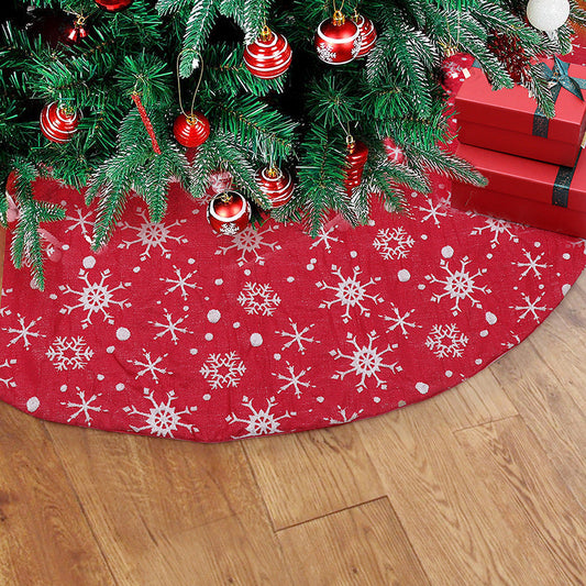 HKM-981971 White and Red Non-Woven Fabric Snowflake Tree Skirt, 48-Inch and 32-Inch Options
