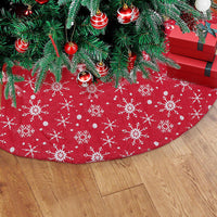 HKM-981971 White and Red Non-Woven Fabric Snowflake Tree Skirt, 48-Inch and 32-Inch Options