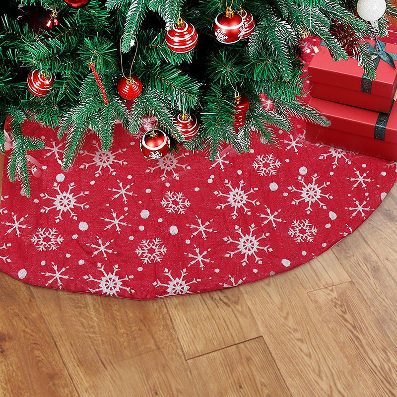 HKM-981971 White and Red Non-Woven Fabric Snowflake Tree Skirt, 48-Inch and 32-Inch Options