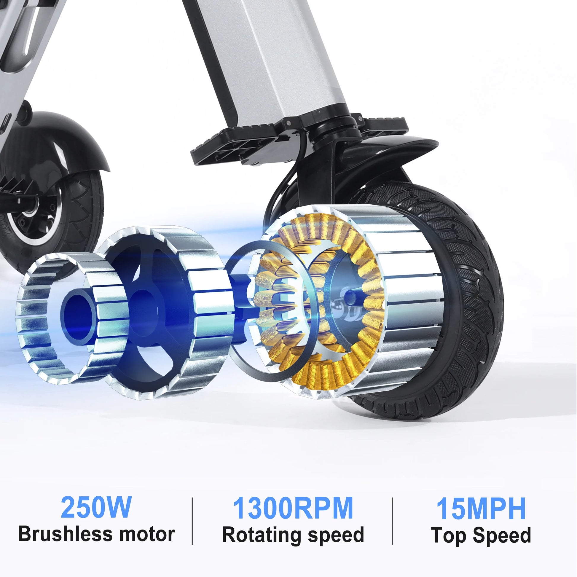 HKM-982035 Lightweight Foldable Electric Tricycle Mobility Scooter with Removable Battery and Reverse Function