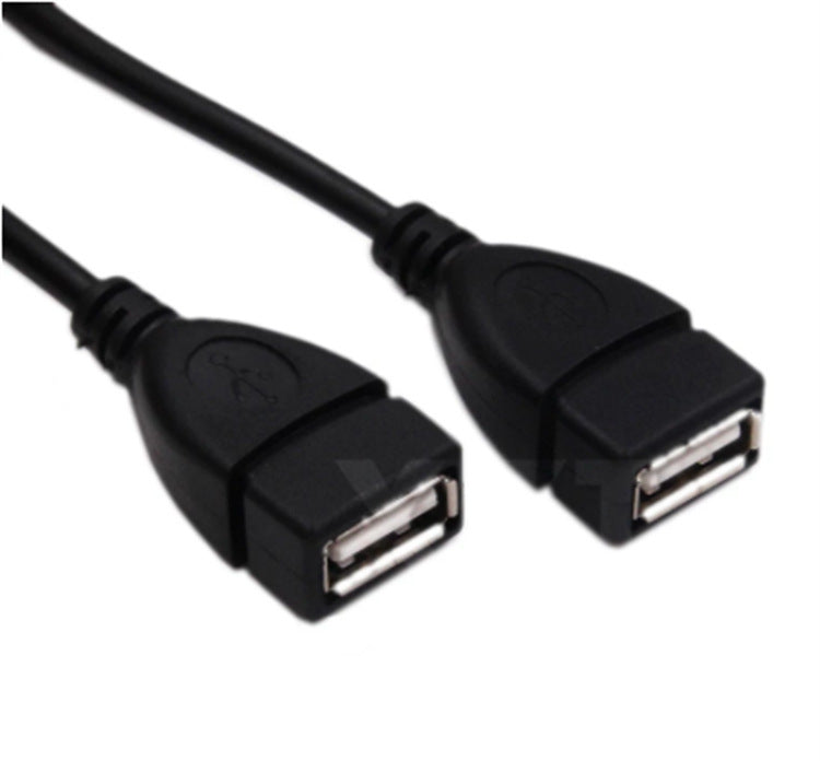 HKM-982227 Dual USB Female Charging Cable - 0.3m Black Copper Wire for Personal Computer