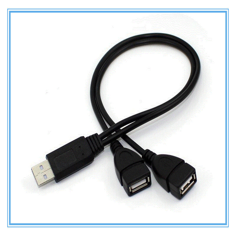 HKM-982227 Dual USB Female Charging Cable - 0.3m Black Copper Wire for Personal Computer