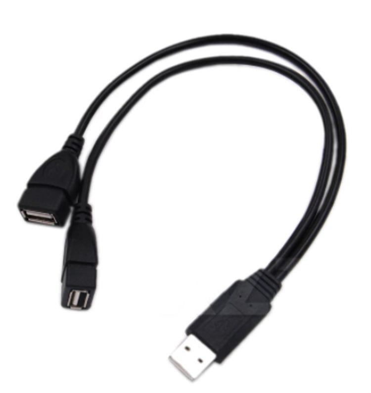 HKM-982227 Dual USB Female Charging Cable - 0.3m Black Copper Wire for Personal Computer