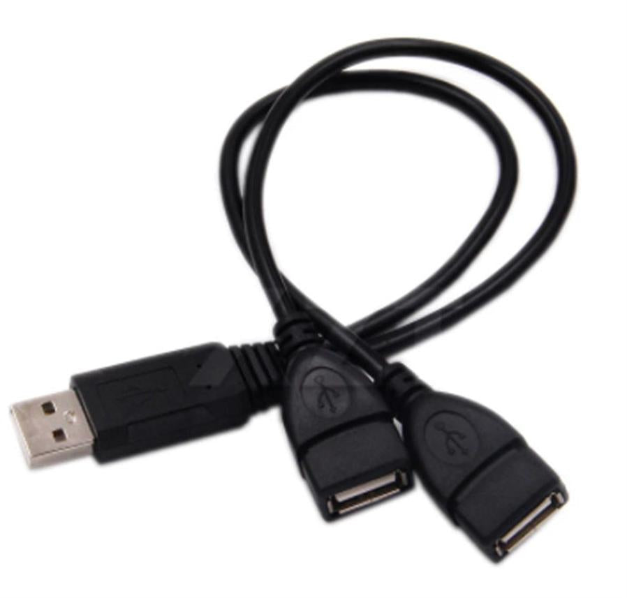 HKM-982227 Dual USB Female Charging Cable - 0.3m Black Copper Wire for Personal Computer
