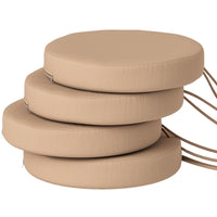 HKM-982227 Set of 4 Khaki Round Seat Cushions for Bistro and Dining Chairs, Machine Washable, 15 x 15 x 3 Inches