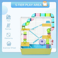 HKM-9823549 Extra Large 23 Inch Hamster Cage with Tube, Tunnel, and Portable Carrying Handle, Multi-Tier Design with Exercise Wheel and Water Bottle