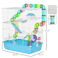 HKM-9823549 Extra Large 23 Inch Hamster Cage with Tube, Tunnel, and Portable Carrying Handle, Multi-Tier Design with Exercise Wheel and Water Bottle