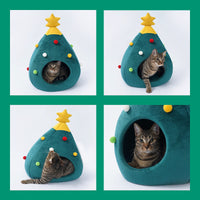 HKM-9823933 Warm Winter Christmas Tree Pet Bed for Cats and Dogs - Cozy Nest with Soft Cushion