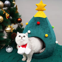 HKM-9823933 Warm Winter Christmas Tree Pet Bed for Cats and Dogs - Cozy Nest with Soft Cushion