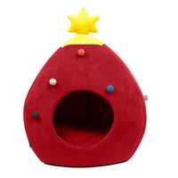 HKM-9823933 Warm Winter Christmas Tree Pet Bed for Cats and Dogs - Cozy Nest with Soft Cushion