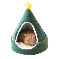 HKM-9823933 Warm Winter Christmas Tree Pet Bed for Cats and Dogs - Cozy Nest with Soft Cushion