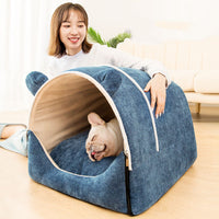 HKM-9825725 Cozy Chenille Pet House - Removable, Washable, Insulated, Available in Multiple Sizes