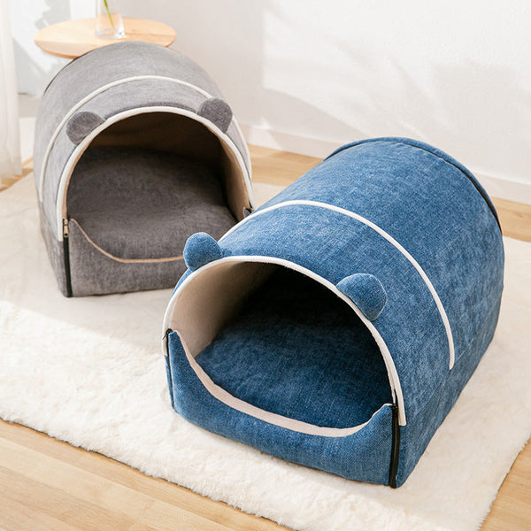 HKM-9825725 Cozy Chenille Pet House - Removable, Washable, Insulated, Available in Multiple Sizes