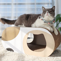 HKM-9825853 Cat Scratch Board with Corrugated Paper - Yellow and Gray-Brown Patterns