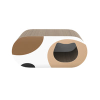 HKM-9825853 Cat Scratch Board with Corrugated Paper - Yellow and Gray-Brown Patterns