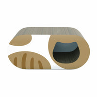 HKM-9825853 Cat Scratch Board with Corrugated Paper - Yellow and Gray-Brown Patterns