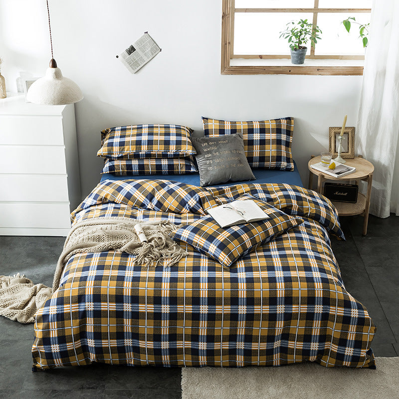 HKM-982611 Cotton Quilted Bedding Set with Geometric Pattern - Multiple Sizes Available