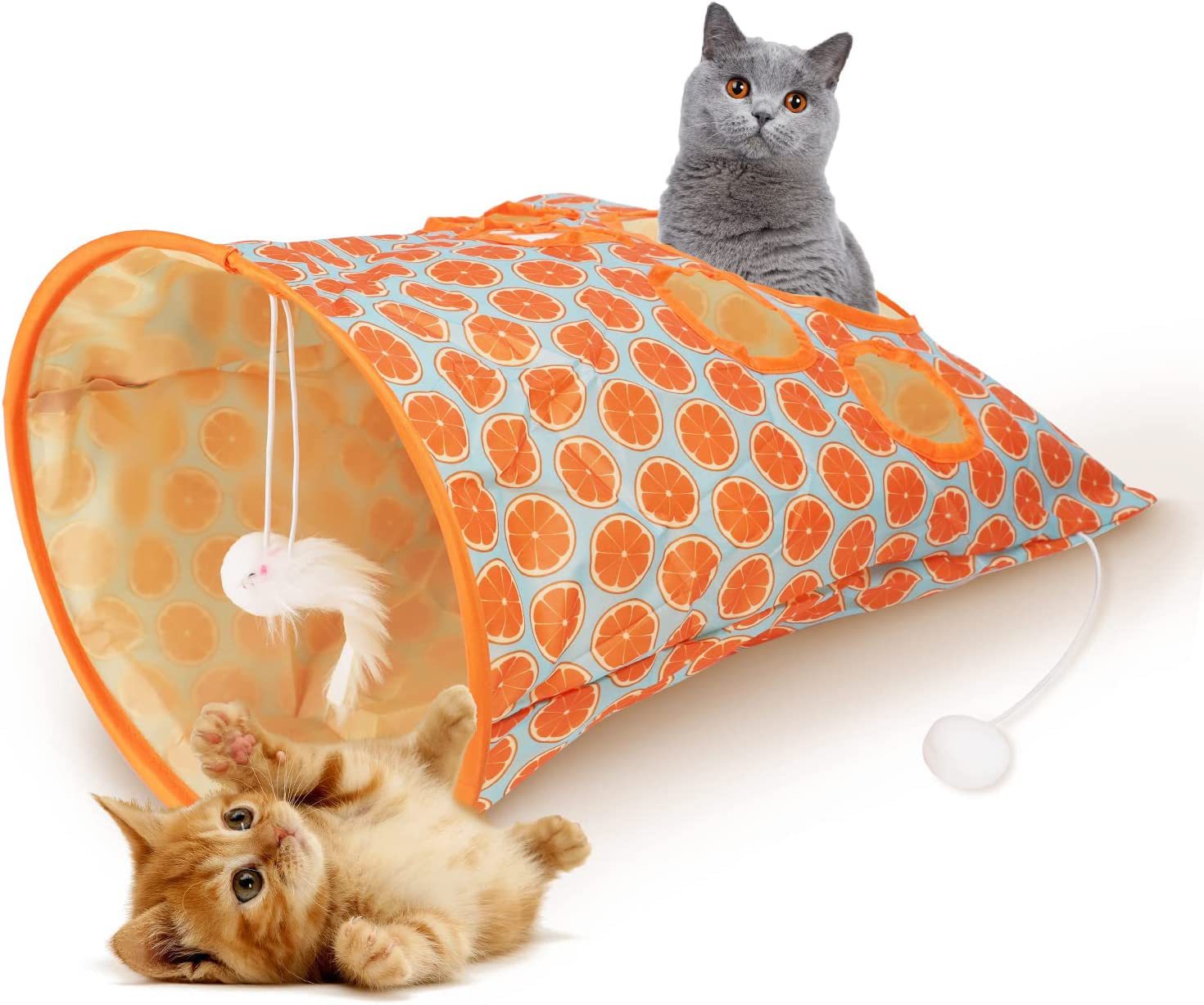 HKM-9826493 Diamond Bag Cat Toy - Sounding Hedgehog Design, Orange Polyester Cloth, 35x45x30CM