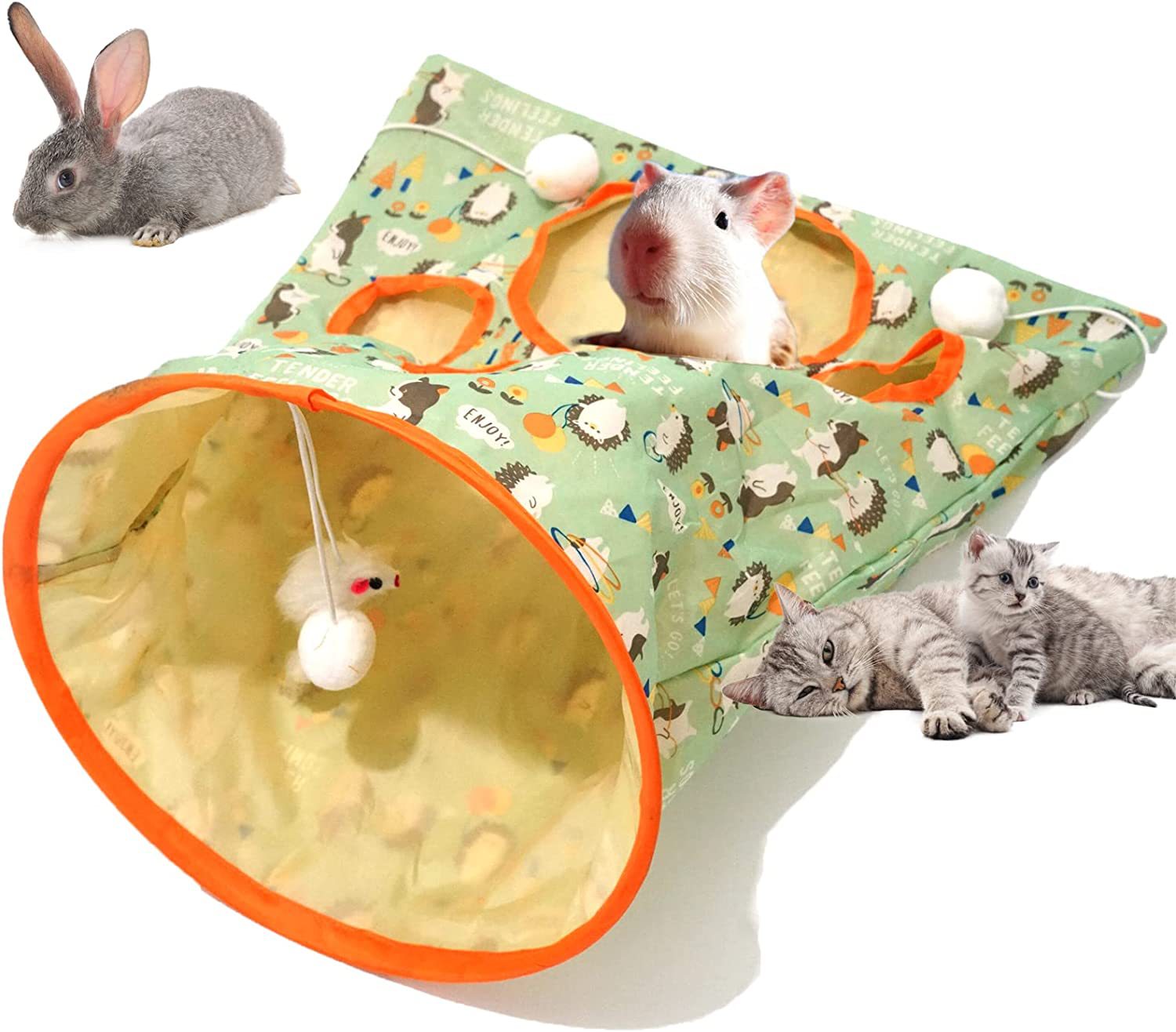 HKM-9826493 Diamond Bag Cat Toy - Sounding Hedgehog Design, Orange Polyester Cloth, 35x45x30CM