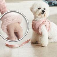 HKM-9828029 Warm Pet Vest with Adjustable Chest Strap and Traction Rope - Available in Pink and Gray
