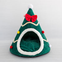 HKM-982803 Cozy Christmas-Themed Pet Nest in Red and Green, Available in Small, Medium, and Large Sizes