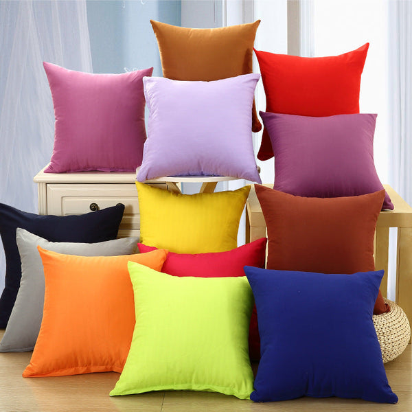 HKM-982803 Solid Color Cushion Cover in Various Shades, Soft Chemical Fiber Material, Multiple Sizes Available