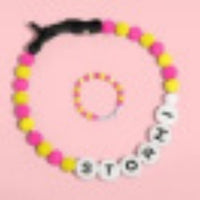 HKM-9828285 Personalized Beaded Dog Collar and Bracelet Set with Custom Name and Pearl Design