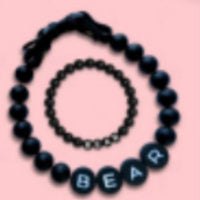 HKM-9828285 Personalized Beaded Dog Collar and Bracelet Set with Custom Name and Pearl Design