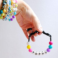 HKM-9828285 Personalized Beaded Dog Collar and Bracelet Set with Custom Name and Pearl Design