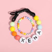 HKM-9828285 Personalized Beaded Dog Collar and Bracelet Set with Custom Name and Pearl Design