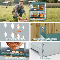 HKM-9829309 4-Compartment Metal Nesting Box for Chickens - Wall Mounted Egg Laying Coop with Ventilation and Easy Cleaning