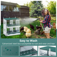 HKM-9829309 4-Compartment Metal Nesting Box for Chickens - Wall Mounted Egg Laying Coop with Ventilation and Easy Cleaning