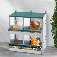 HKM-9829309 4-Compartment Metal Nesting Box for Chickens - Wall Mounted Egg Laying Coop with Ventilation and Easy Cleaning