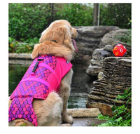 HKM-9829821 Pet Life Jacket for Swimming - Durable 600D Polyester Oxford Cloth, High Density Foam, Available in Pink, Mermaid Gray, Shark Red, and Clownfish Colors