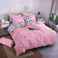 HKM-982995 Aloe Vera Printed Cotton Four-Piece Bedding Set for 1.2m to 2.0m Beds - Modern Floral Designs