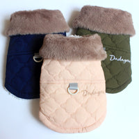 HKM-9830077 Cozy Cotton-Padded Vest with Fur Collar for Cats and Puppies in Multiple Colors