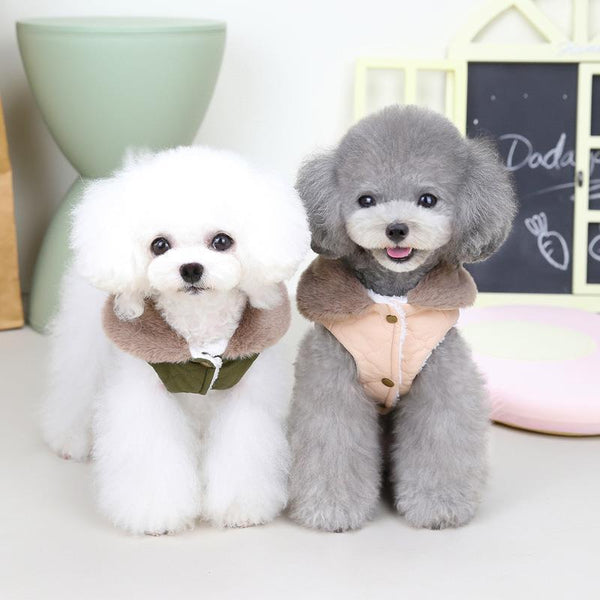 HKM-9830077 Cozy Cotton-Padded Vest with Fur Collar for Cats and Puppies in Multiple Colors
