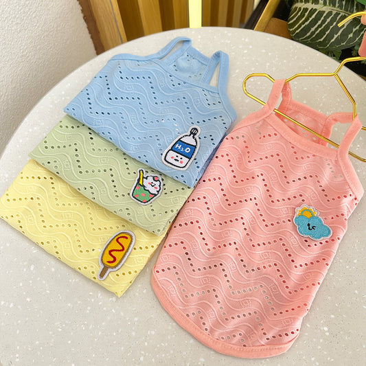 HKM-9831997 Breathable Camisole for Dogs in Pink, Blue, Yellow, and Green - Various Sizes Available