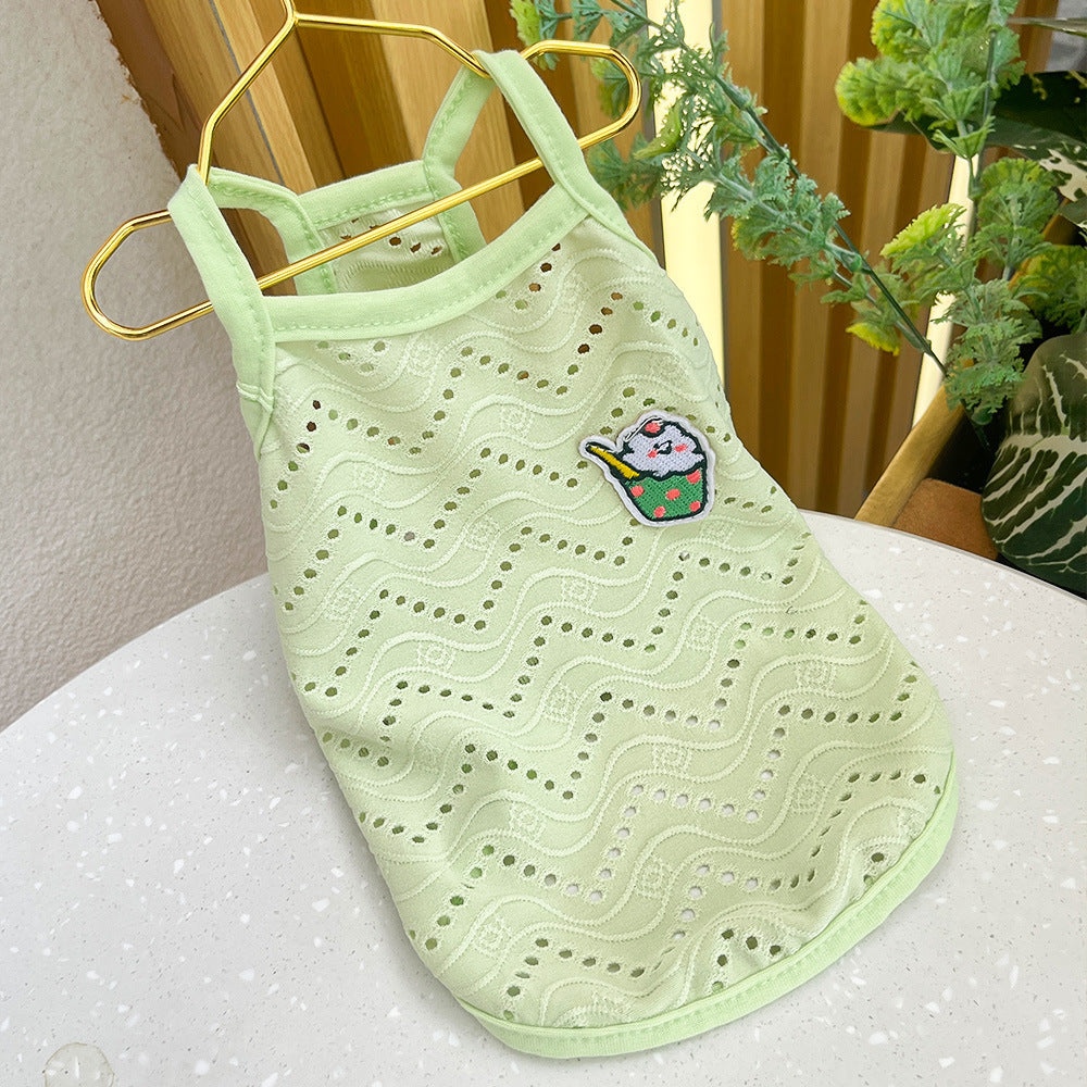 HKM-9831997 Breathable Camisole for Dogs in Pink, Blue, Yellow, and Green - Various Sizes Available