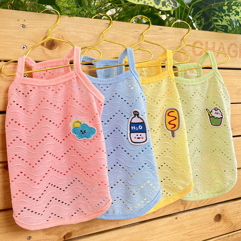 HKM-9831997 Breathable Camisole for Dogs in Pink, Blue, Yellow, and Green - Various Sizes Available