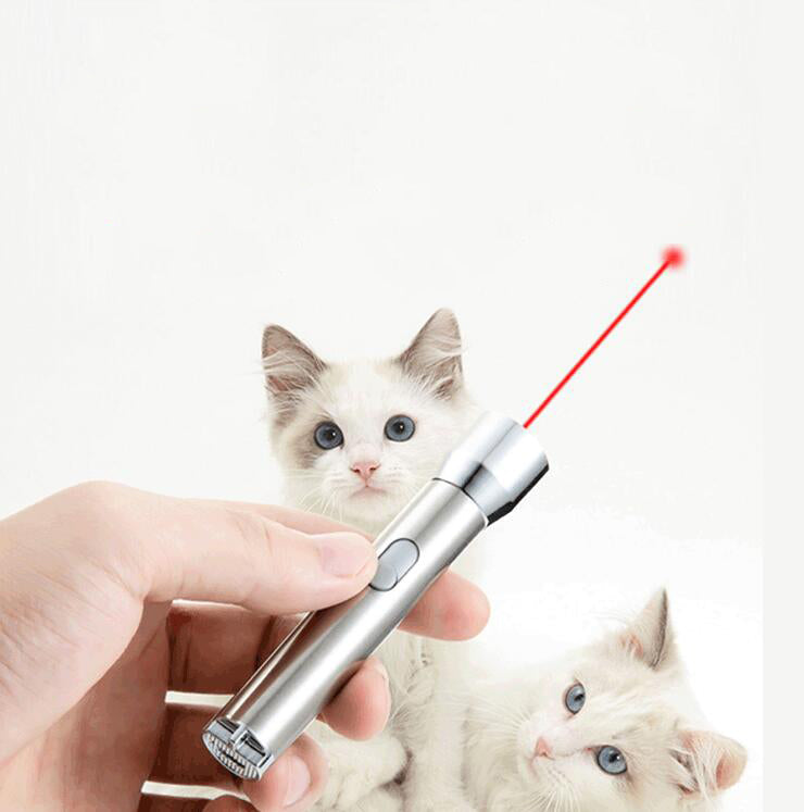 HKM-9832893 Rechargeable Mini LED Purple Multi-Pattern Laser Flashlight for Cats, Stainless Steel & Plastic, Compact Size