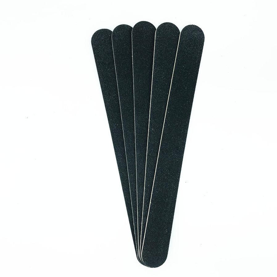 HKM-983315 Double-Sided Black Veneer Nail File Strips - 17.8cm Wood and Sandpaper Manicure Tool