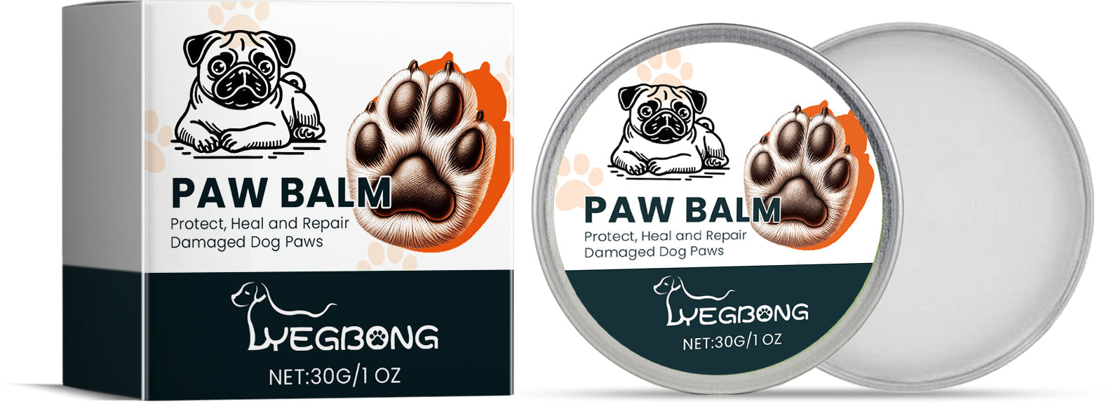 HKM-9833277 Paw Balm with Shea Butter, Oat Extract, Aloe, Coconut Oil & Vitamin E - Pet Foot Care Set