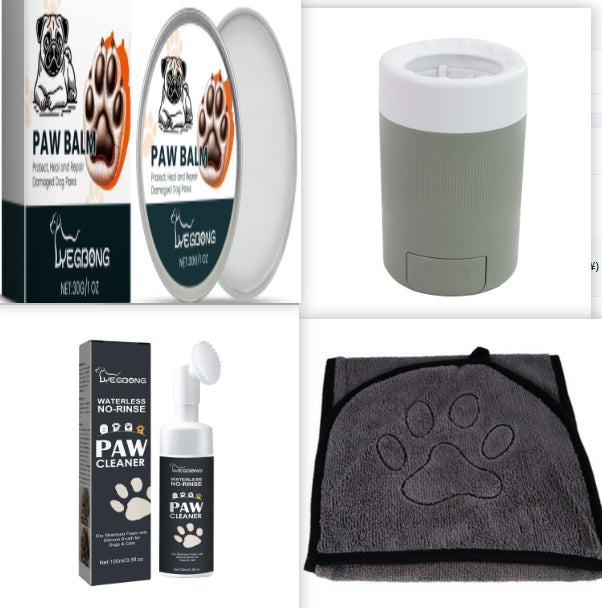 HKM-9833277 Paw Balm with Shea Butter, Oat Extract, Aloe, Coconut Oil & Vitamin E - Pet Foot Care Set