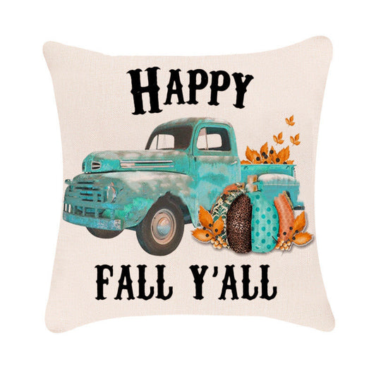 HKM-983379 Autumn Pumpkin Design Linen Cushion Cover for Car and Sofa - 45x45 cm