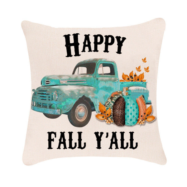 HKM-983379 Autumn Pumpkin Design Linen Cushion Cover for Car and Sofa - 45x45 cm