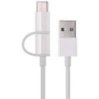 HKM-983379 Micro USB and Type-C Dual Interface Charging Cable - 30cm TPE White Data Sync Cable
