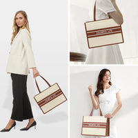 HKM-983379 Women's Canvas Tote Bag and Shoulder Bag Set with Clutch Purse - Stylish Handbags for Everyday Use