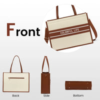 HKM-983379 Women's Canvas Tote Bag and Shoulder Bag Set with Clutch Purse - Stylish Handbags for Everyday Use